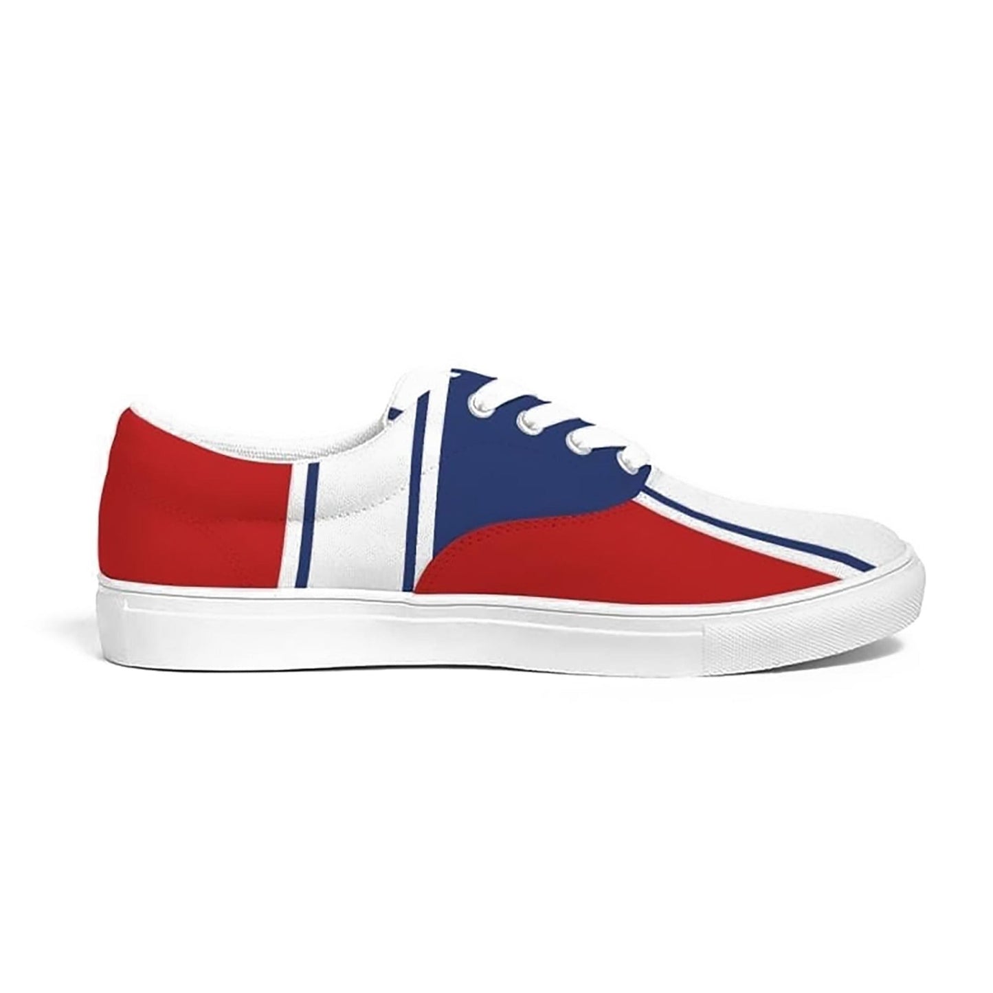 Sneakers For Men, Blue Red White Striped Print - Sports Shoes