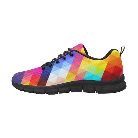 Womens Sneakers, Multicolor Grid Illustration Running Shoes