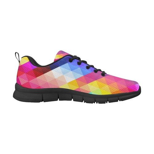 Womens Sneakers, Multicolor Grid Illustration Running Shoes