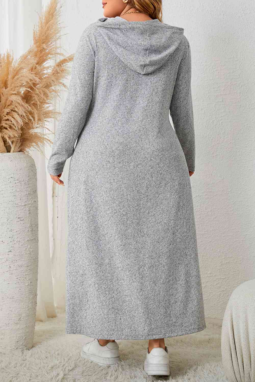 Plus Size Long Sleeve Hooded Maxi Dress