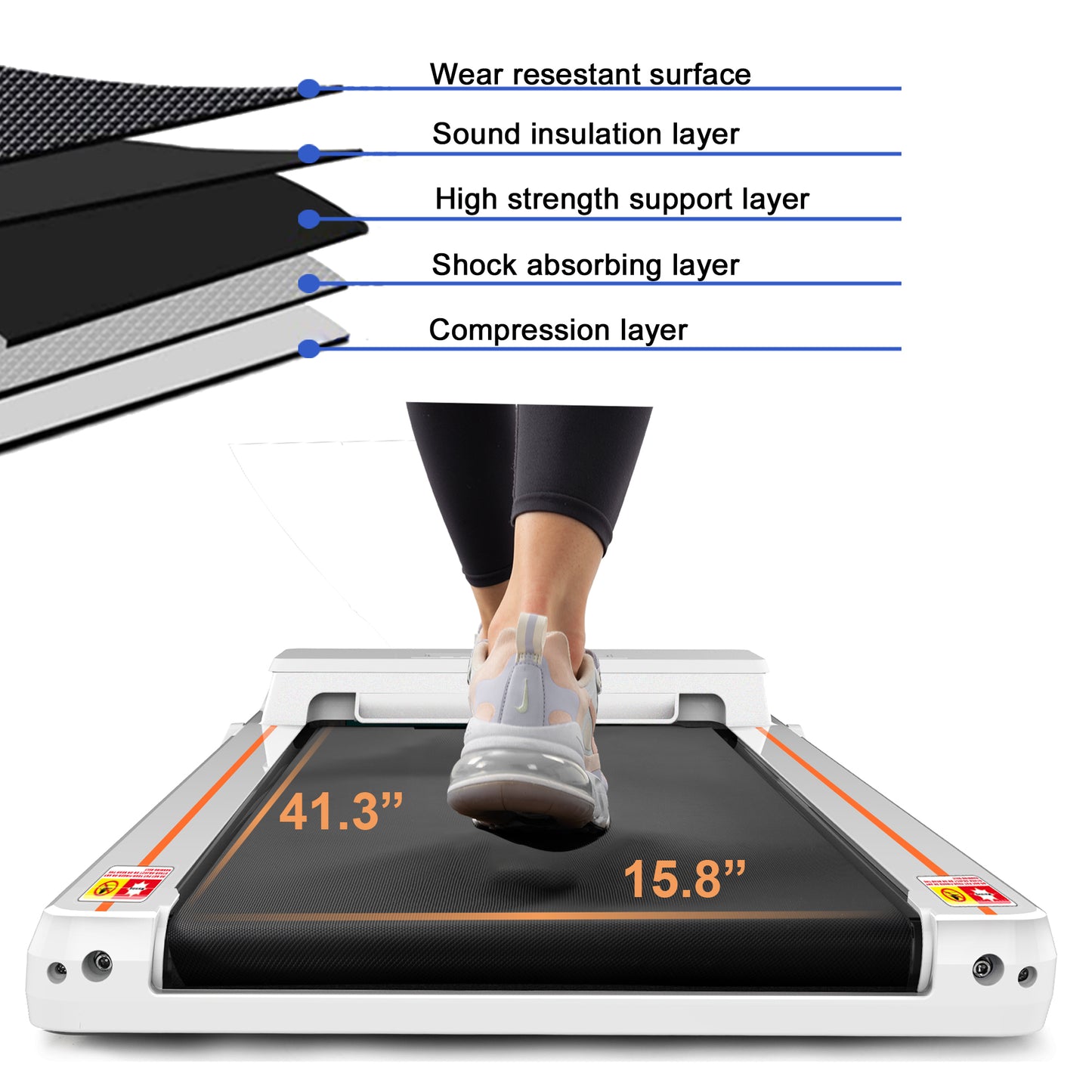 FYC Under Desk Treadmill 2.5HP Slim Walking Treadmill 265LBS - Electric Treadmill with APP Bluetooth Remote Control LED Display, Running Walking Jogging for Home Office Use (Installation Free)