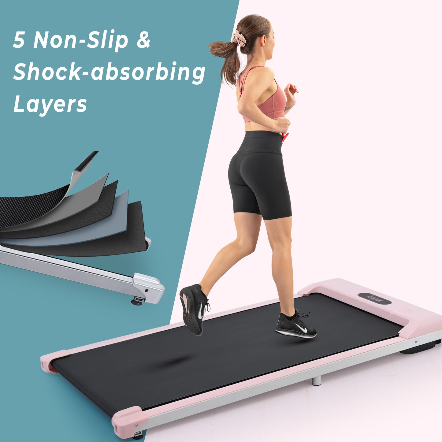 2 in 1 Under Desk Electric Treadmill 2.5HP, with Bluetooth APP and speaker, Remote Control, Display, Walking Jogging Running Machine Fitness Equipment for Home Gym Office