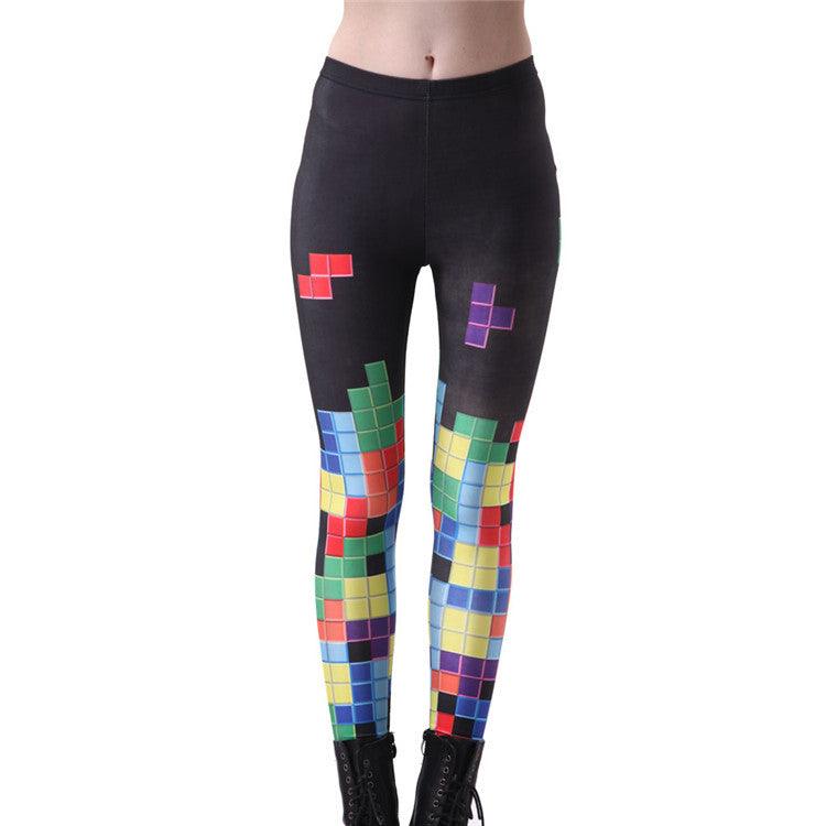 Star digital printing Multi Color Tetris sexy sexy silk bottoming pants Lgs3100 - Raee-Industries