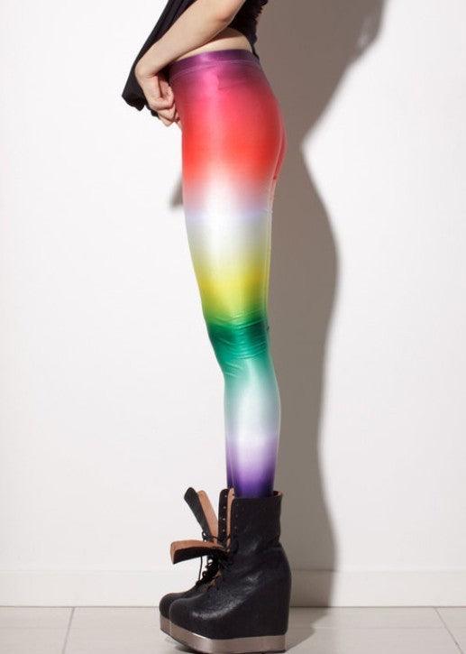 Europe and the United States Star Digital Slim Thin High Elastic Pants Gradient Rainbow Fashion Leggings Leggings - Raee-Industries