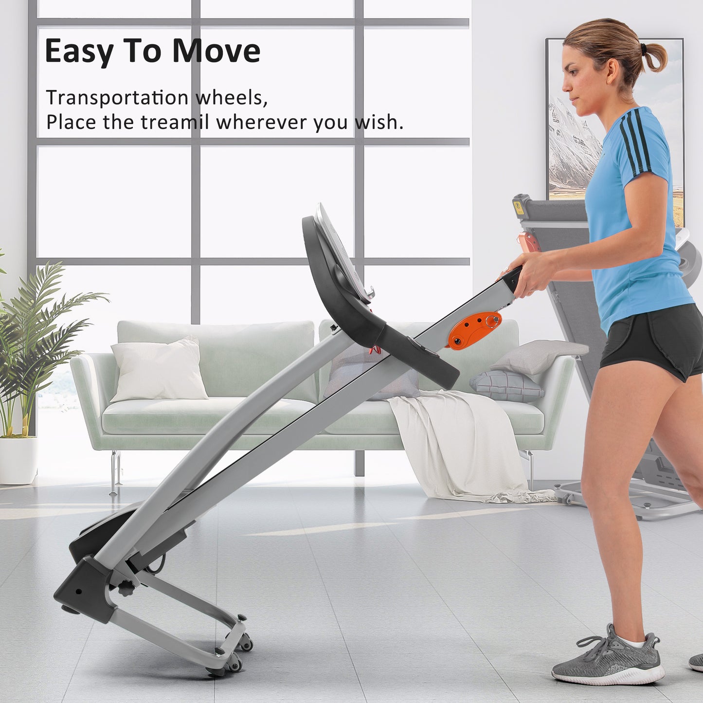 Easy Folding Treadmill for Home Use, 1.5HP Electric Running, Jogging & Walking Machine with Device Holder & Pulse Sensor, 3-Level Incline Adjustable Compact Foldable