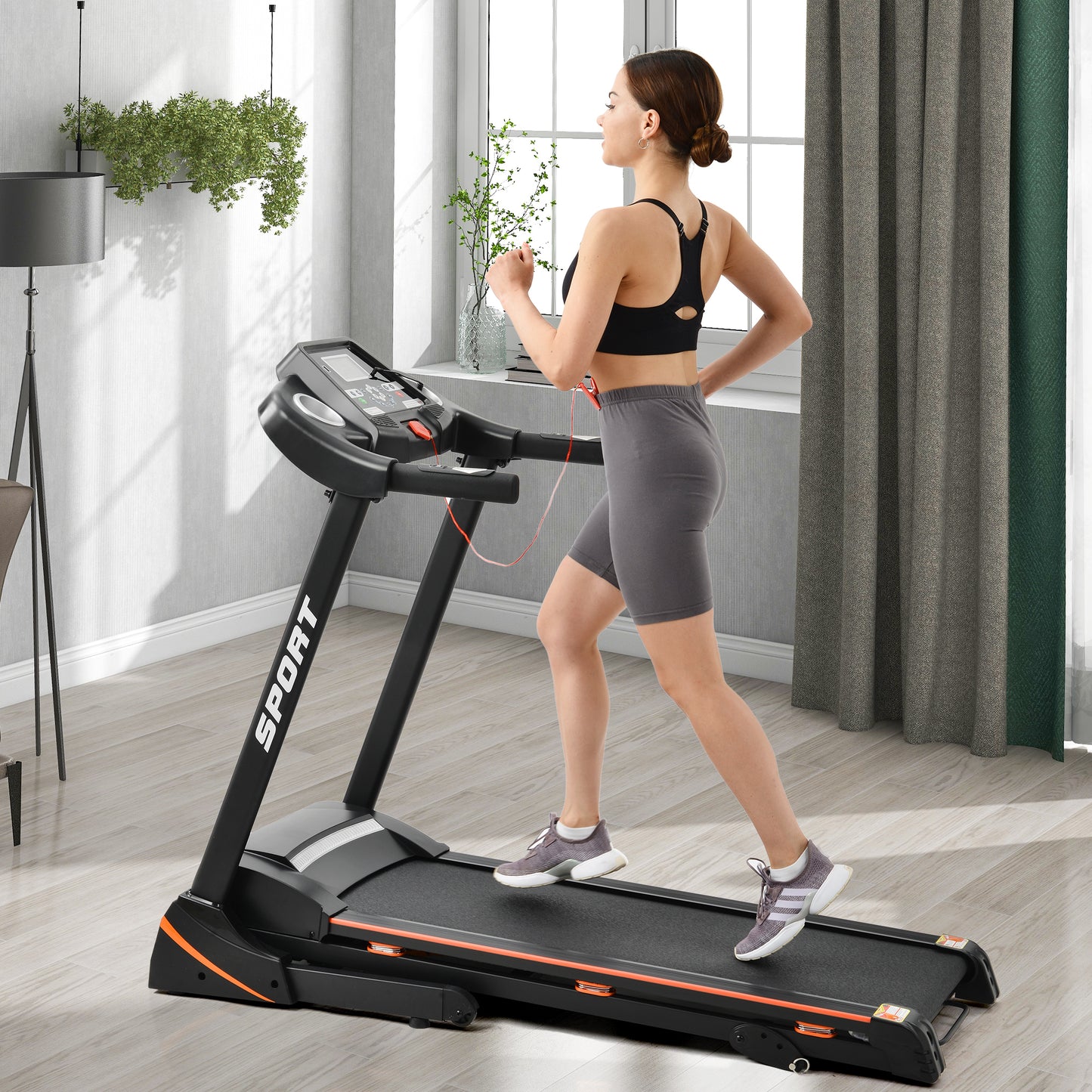 Folding treadmill machine for fitness. Raee Industries