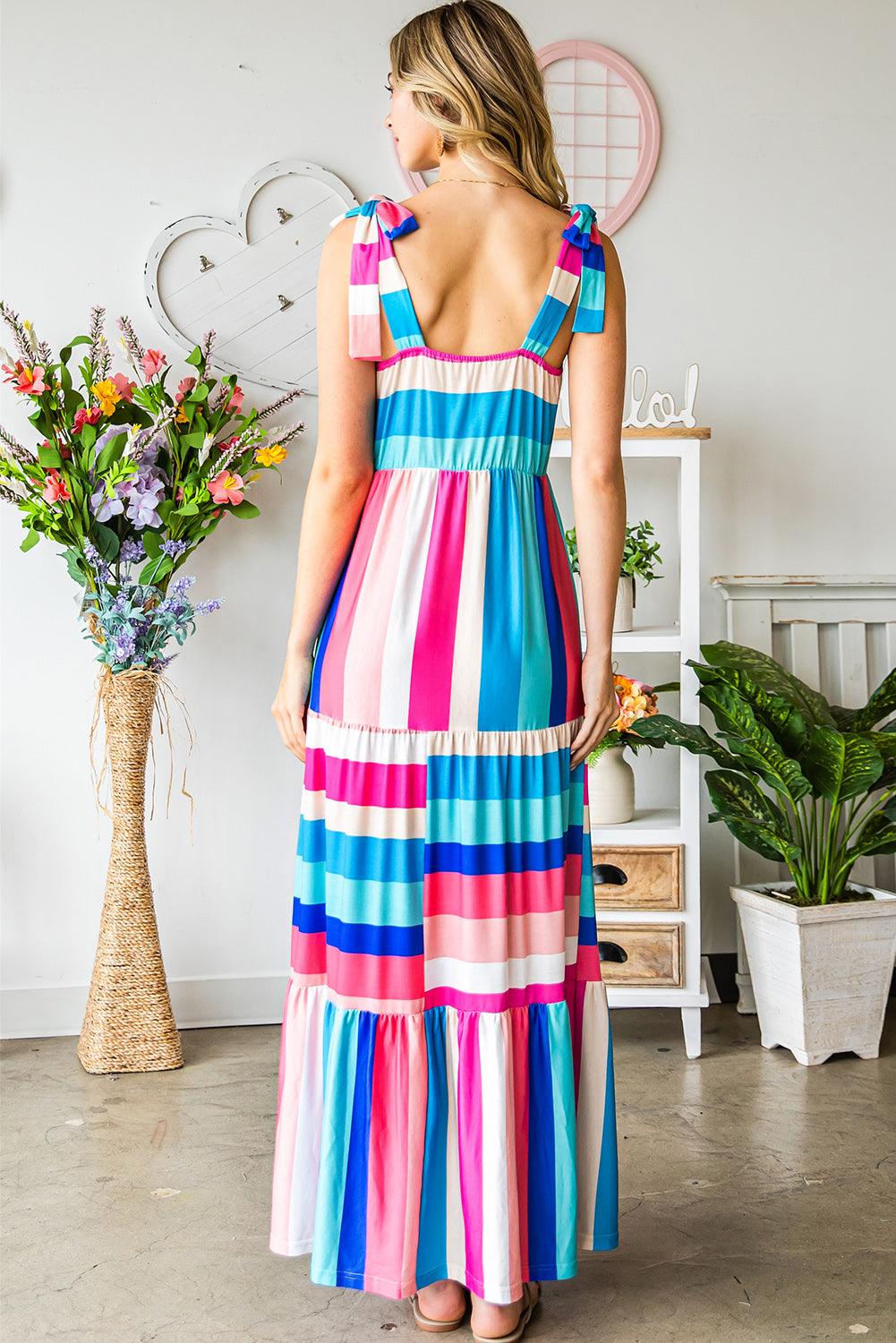 Striped Sleeveless Maxi Dress - Raee-Industries