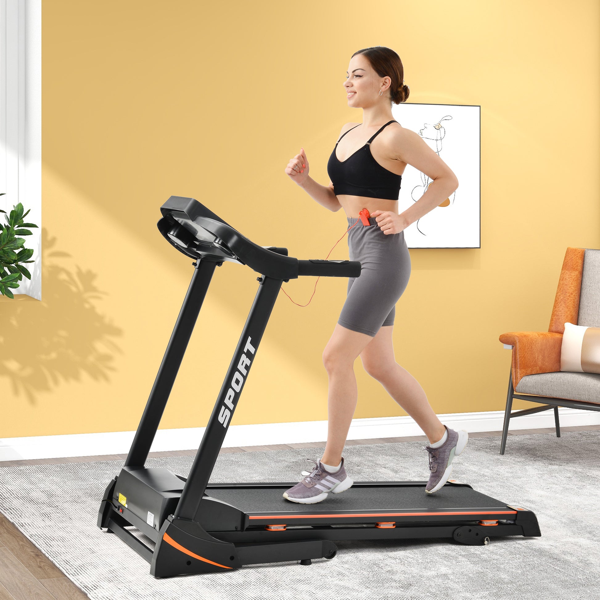 Folding treadmill machine for fitness. Raee Industries