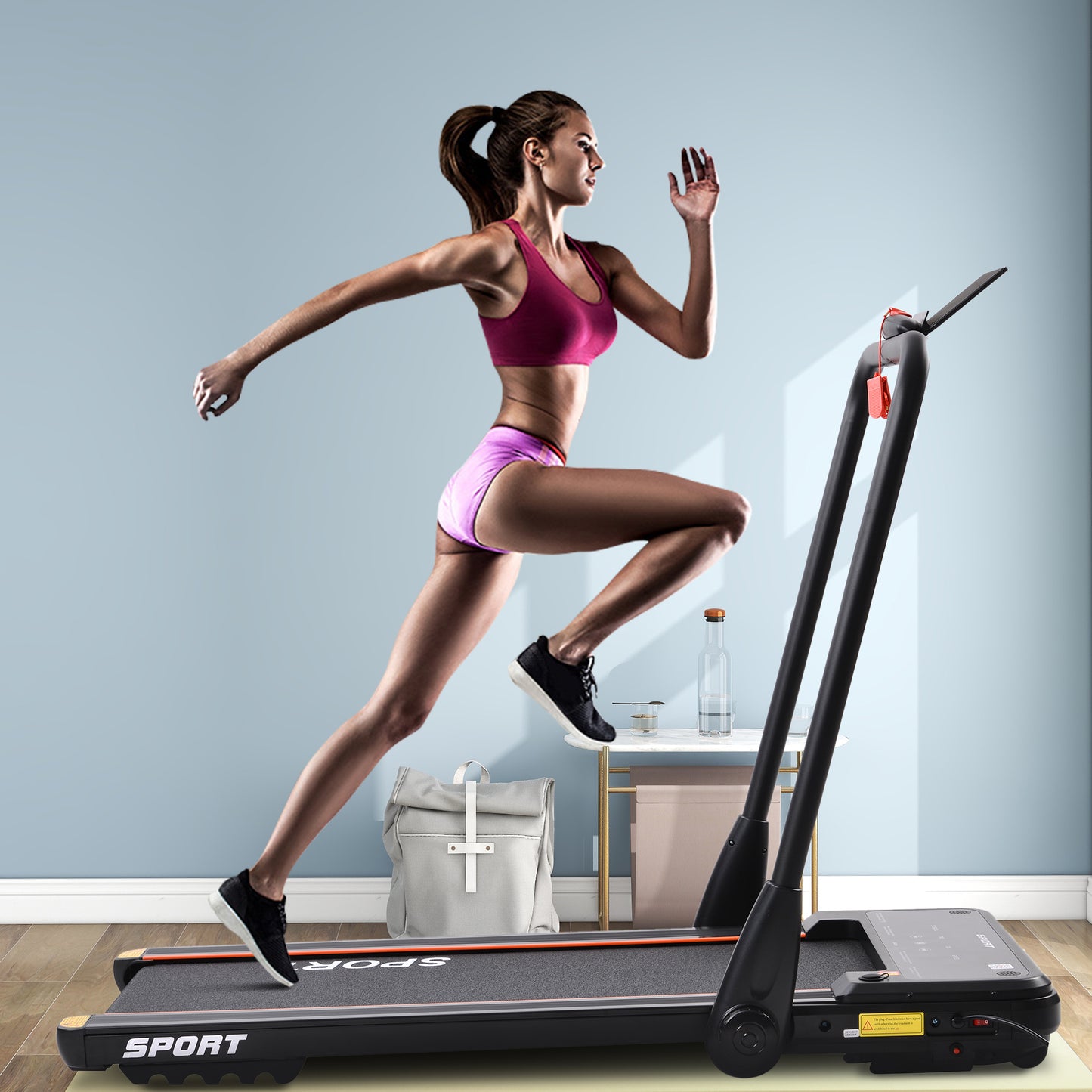 2.5HP Horizontally Foldable Electric Treadmill Motorized Running Machine ,Black (Expected Arrival Time:4.30)