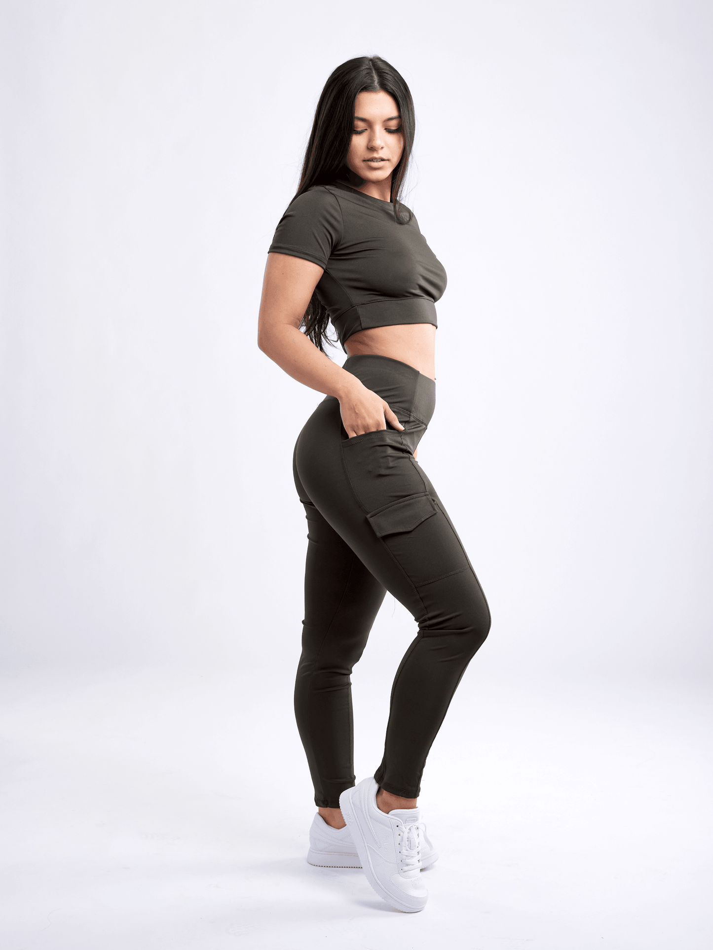 High-Waisted Leggings with Side Cargo Pockets - Raee-Industries