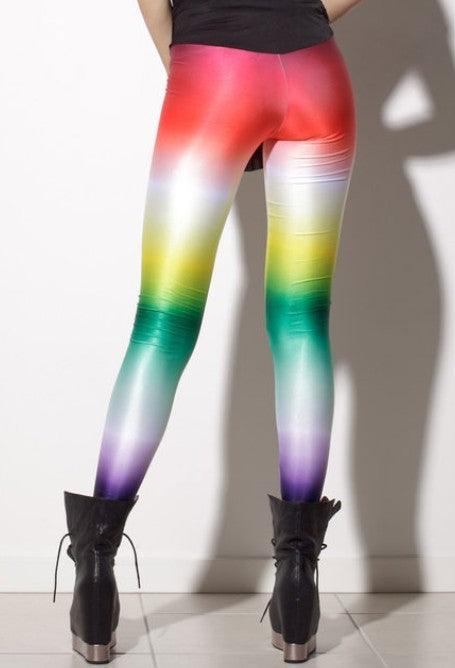 Europe and the United States Star Digital Slim Thin High Elastic Pants Gradient Rainbow Fashion Leggings Leggings - Raee-Industries