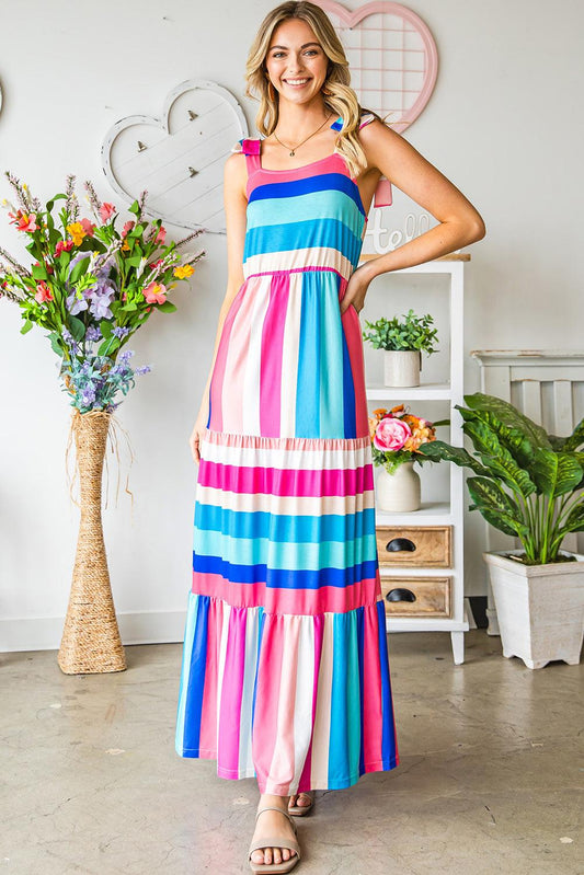 Striped Sleeveless Maxi Dress - Raee-Industries