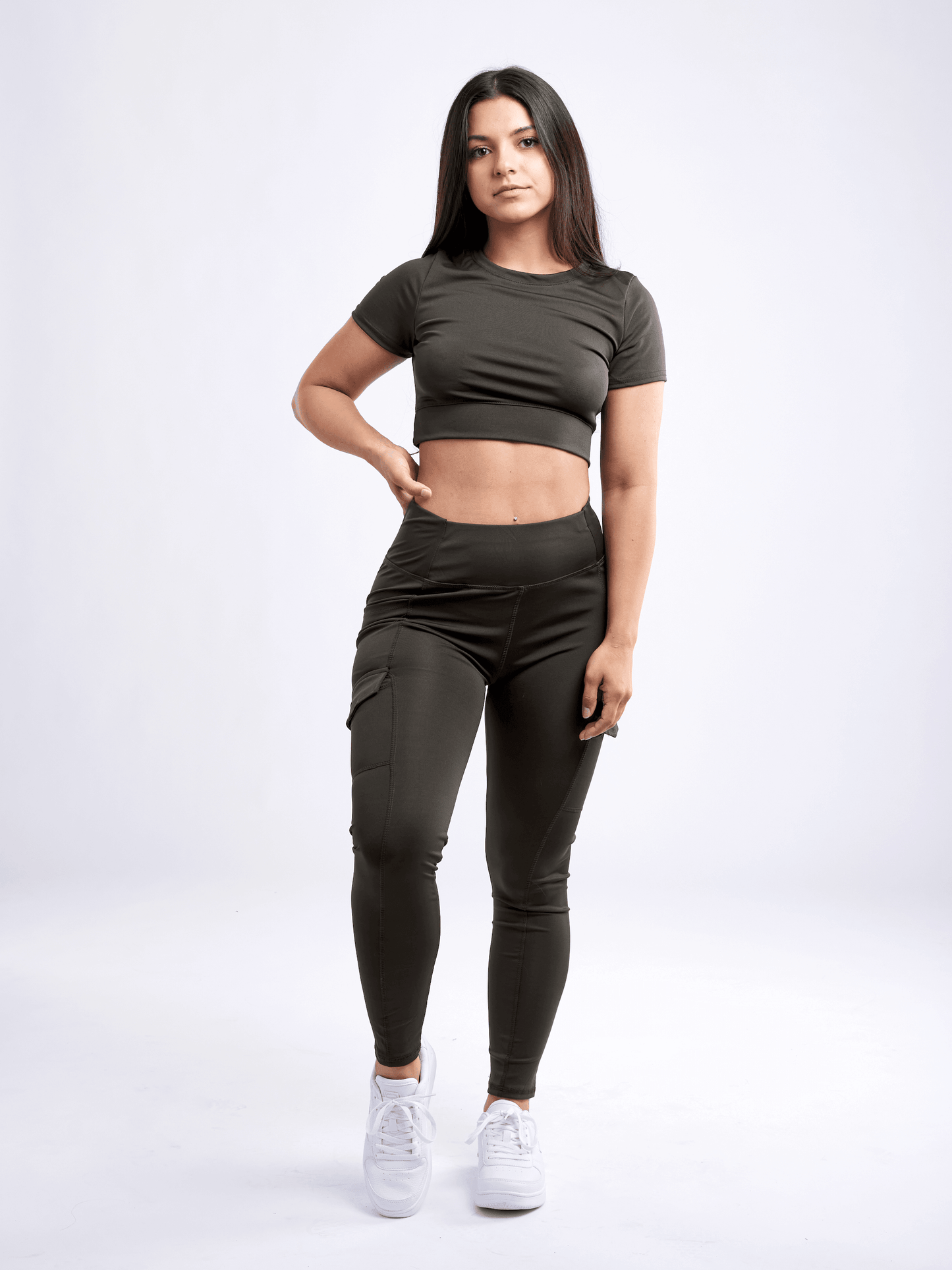 High-Waisted Leggings with Side Cargo Pockets - Raee-Industries