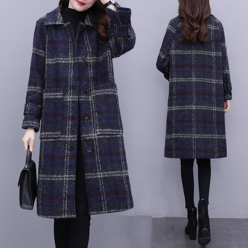 Women's New Plus Size Plus Cotton Padded Woolen Coat - Raee-Industries