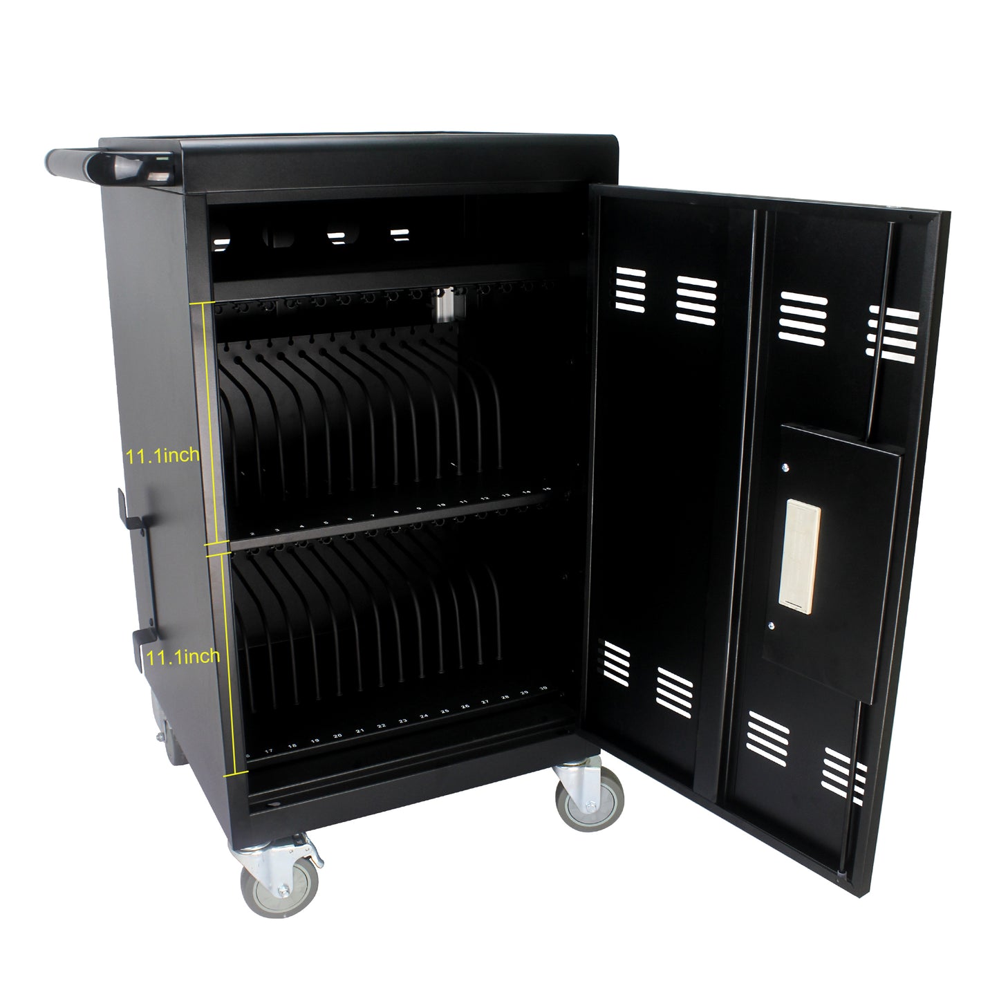 Mobile Charging Cart and Cabinet for Tablets Laptops 30-Device With Combination Lock（Black）)