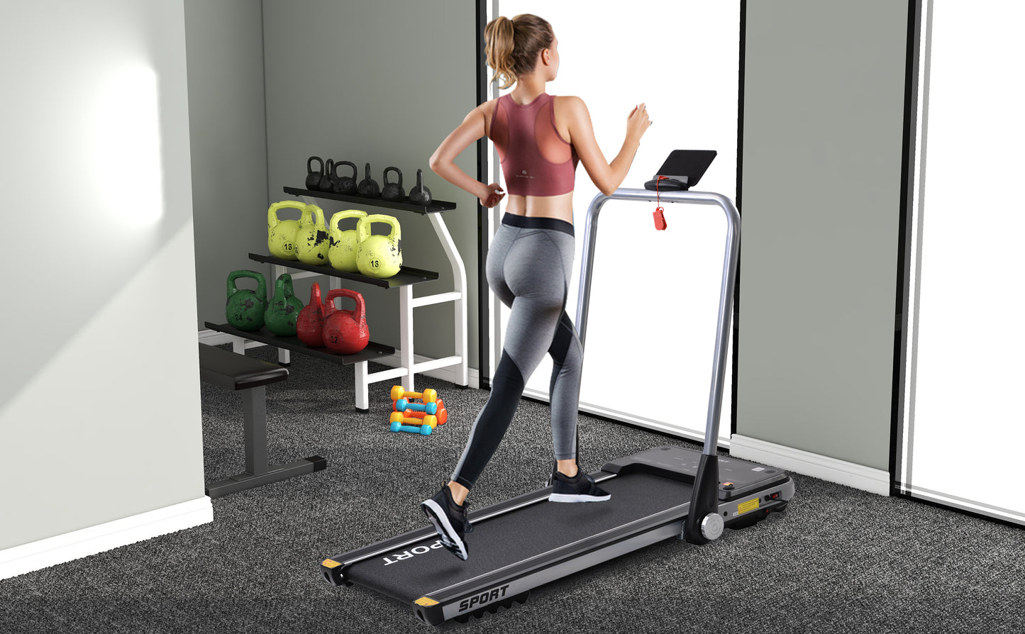 2.5HP Horizontally Foldable Electric Treadmill Motorized Running Machine ,Silver (Expected Arrival Time:4.30)