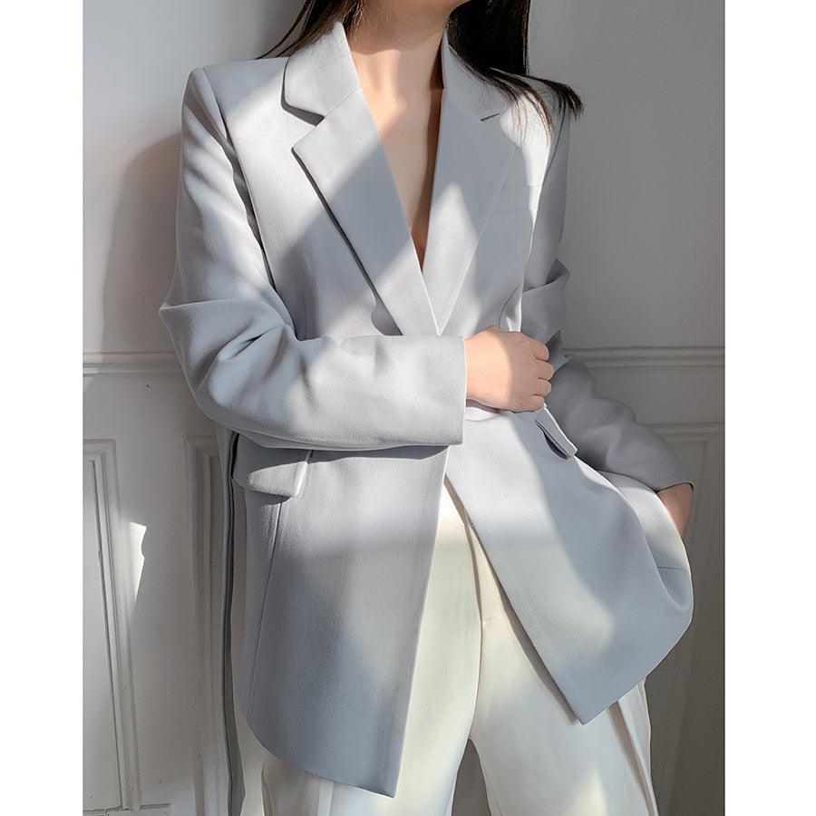 Blue-gray High Sense Of Loose Korean Temperament Suit Jacket Women - Raee-Industries