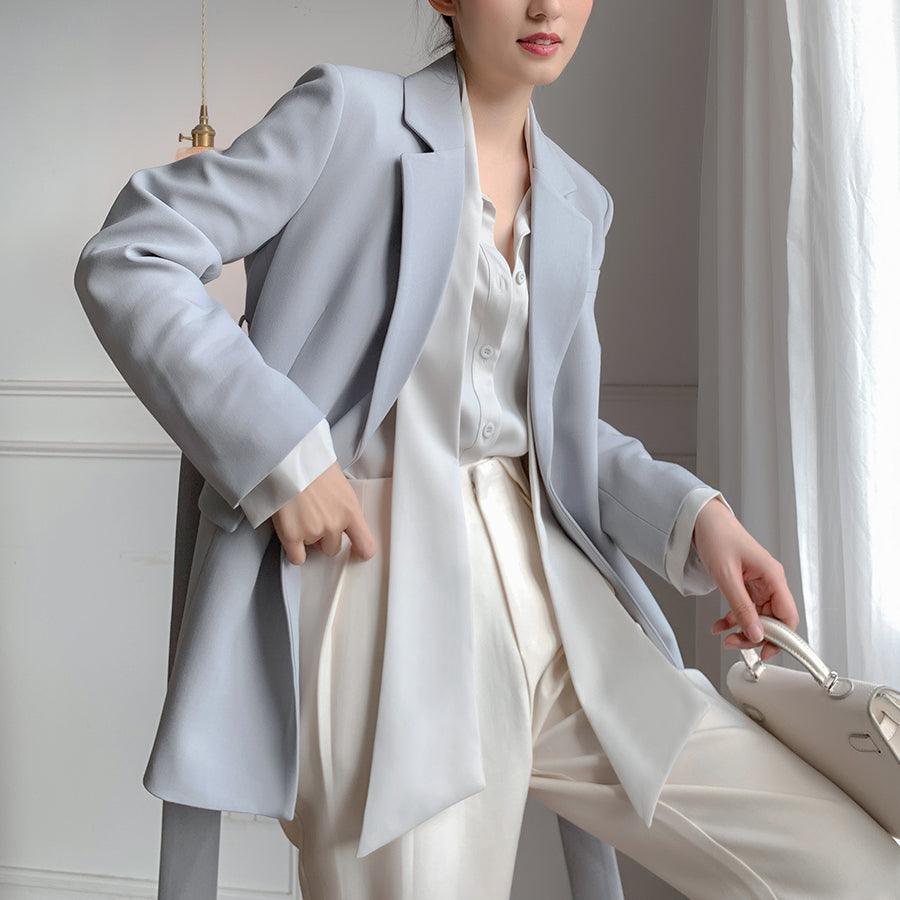 Blue-gray High Sense Of Loose Korean Temperament Suit Jacket Women - Raee-Industries