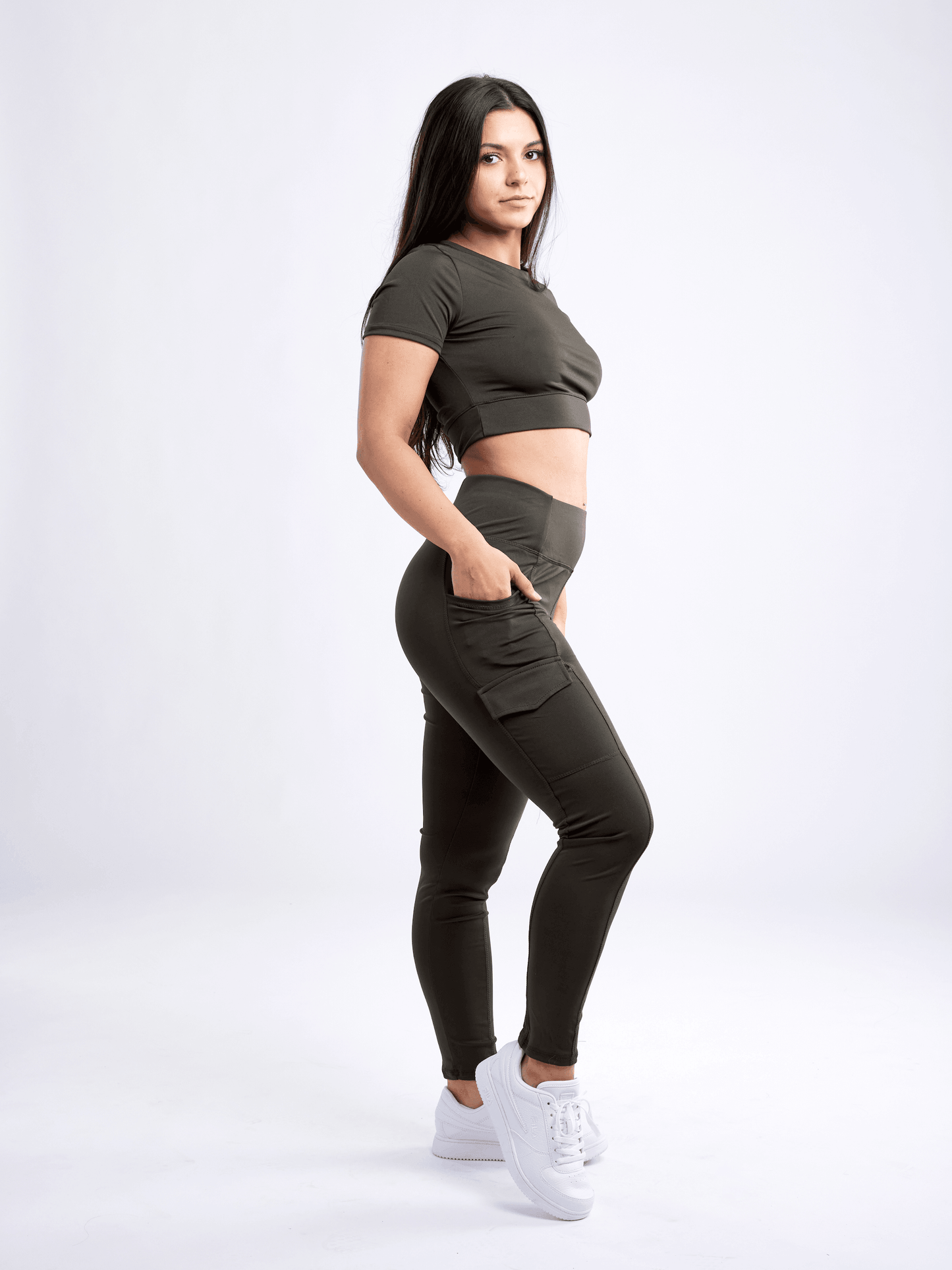 High-Waisted Leggings with Side Cargo Pockets - Raee-Industries