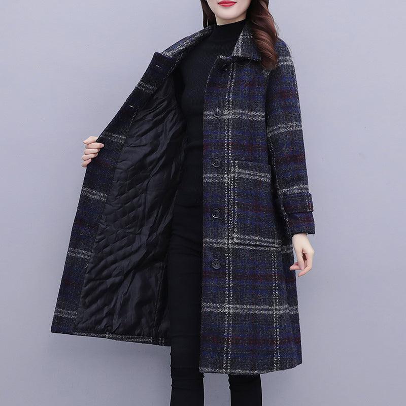 Women's New Plus Size Plus Cotton Padded Woolen Coat - Raee-Industries