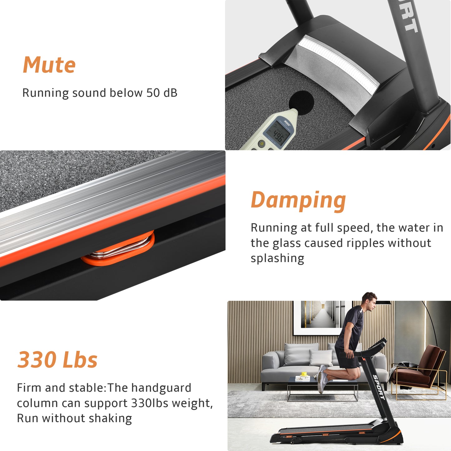 Folding treadmill machine for fitness. Raee Industries