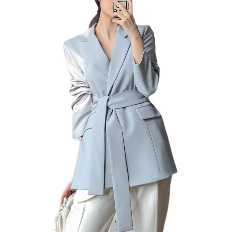 Blue-gray High Sense Of Loose Korean Temperament Suit Jacket Women - Raee-Industries