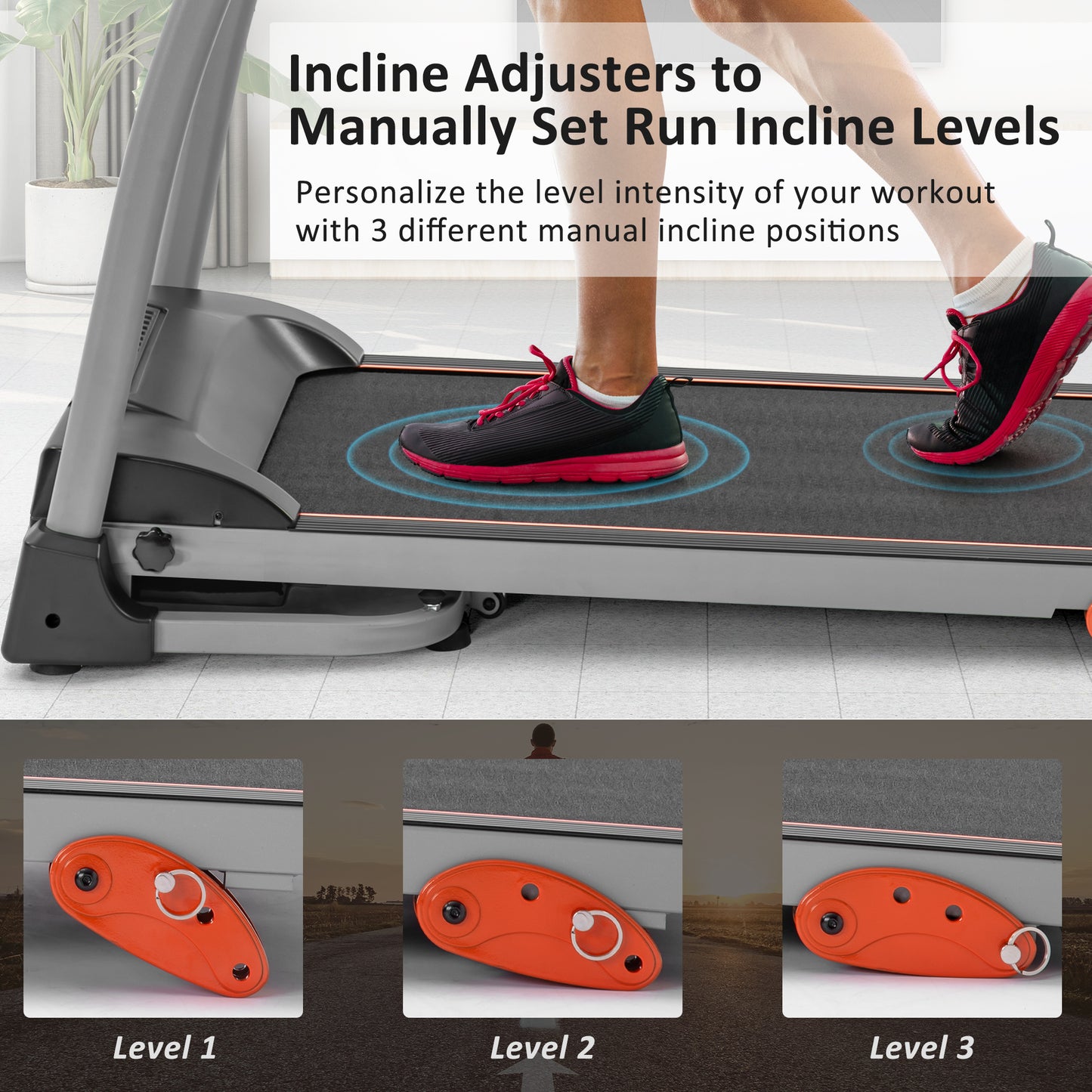 Easy Folding Treadmill for Home Use, 1.5HP Electric Running, Jogging & Walking Machine with Device Holder & Pulse Sensor, 3-Level Incline Adjustable Compact Foldable