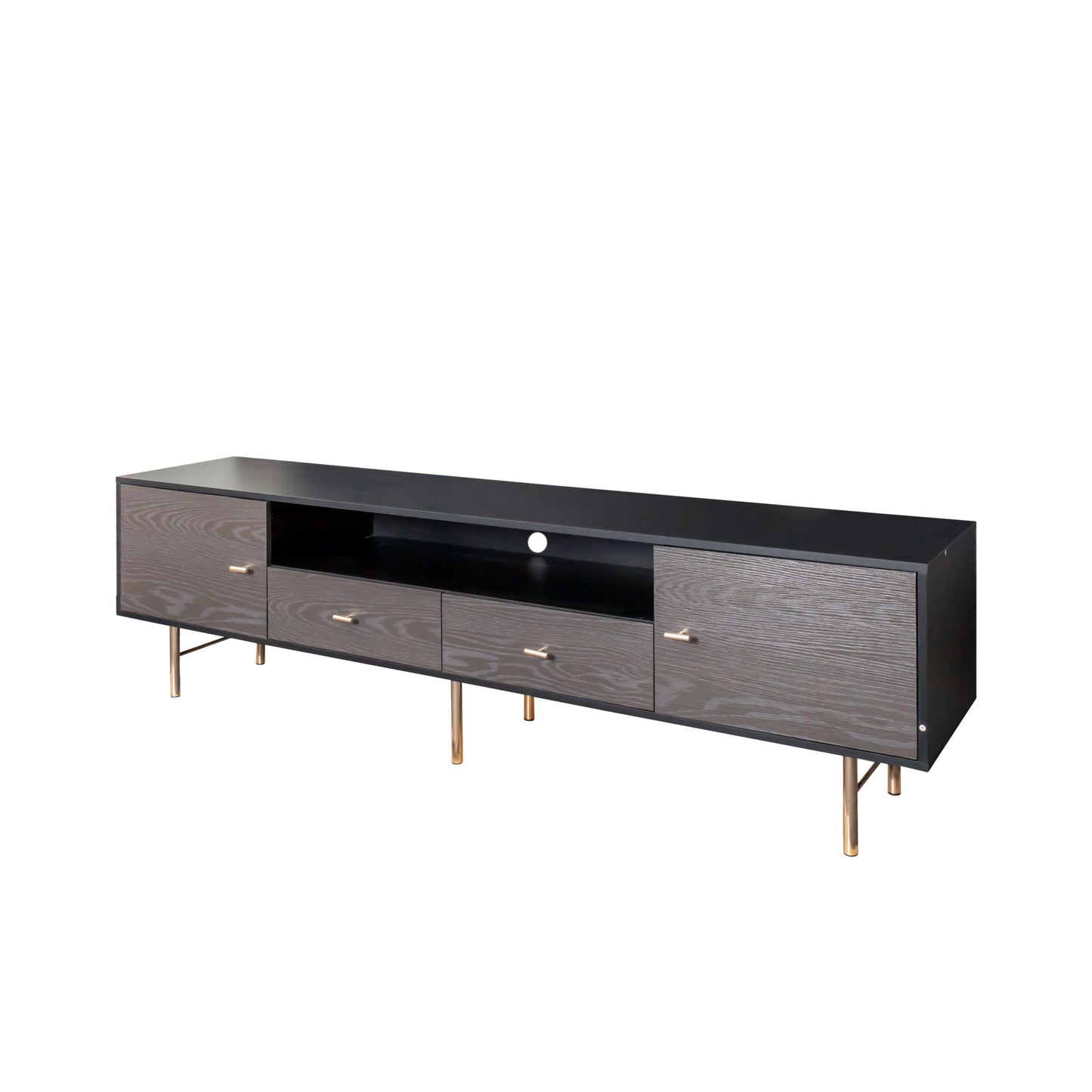 TV Stand Modern Wood Media Entertainment Center Console Table  with 2 Doors,2 drawers  and 2 Open Shelves