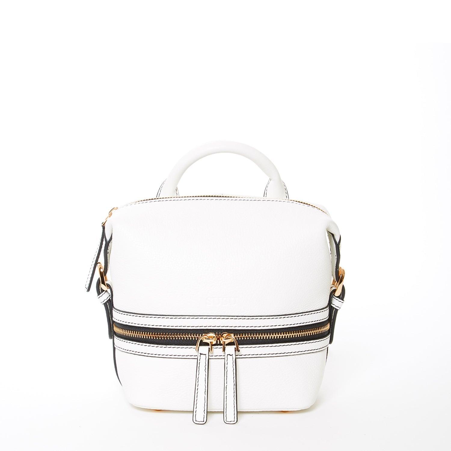 Ashley Small White Leather Backpack Purse - Raee-Industries