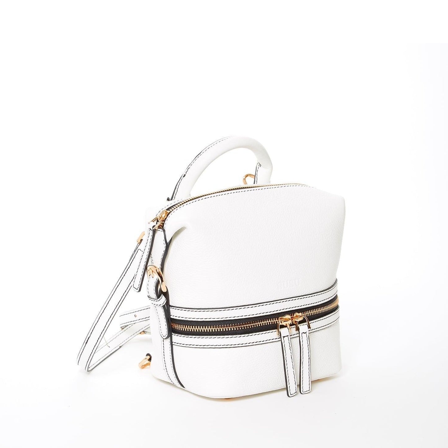 Ashley Small White Leather Backpack Purse - Raee-Industries