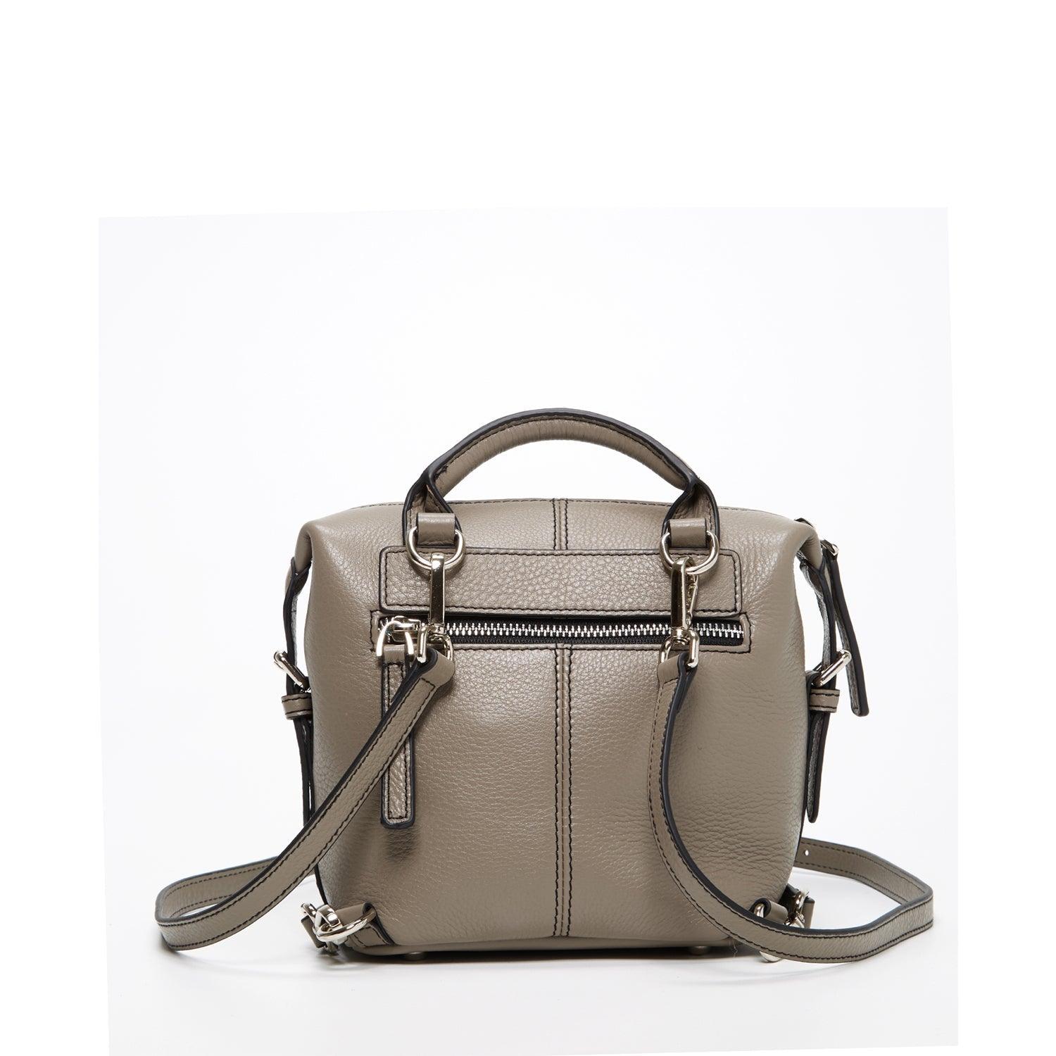 Ashley Small Gray Leather Backpack Purse - Raee-Industries