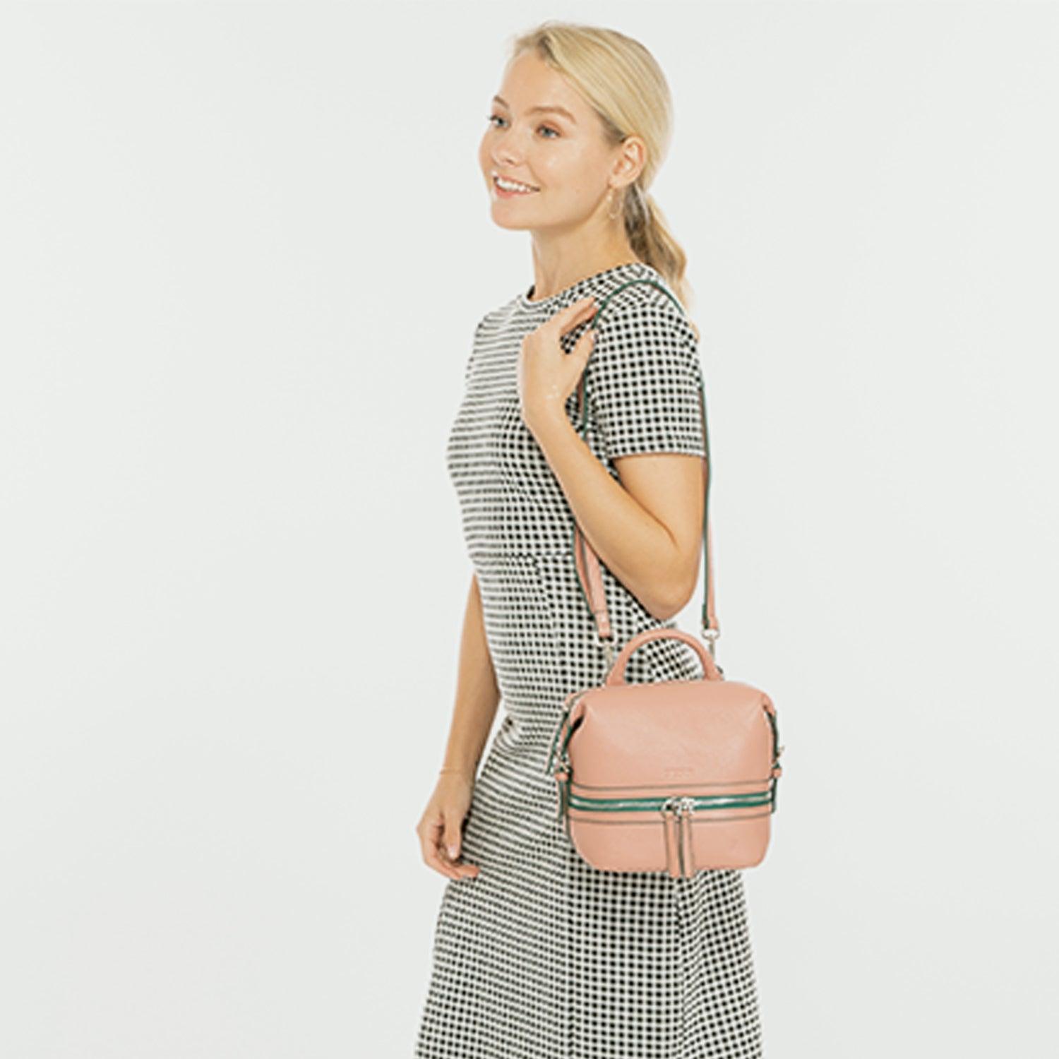 Ashley Small Pink Leather Backpack Purse - Raee-Industries