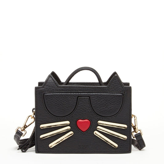 Leather Cat Bag Black Crossbody - Raee-Industries