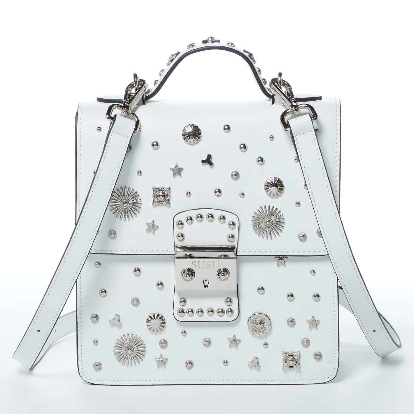 The Hollywood Backpack Leather Purse White