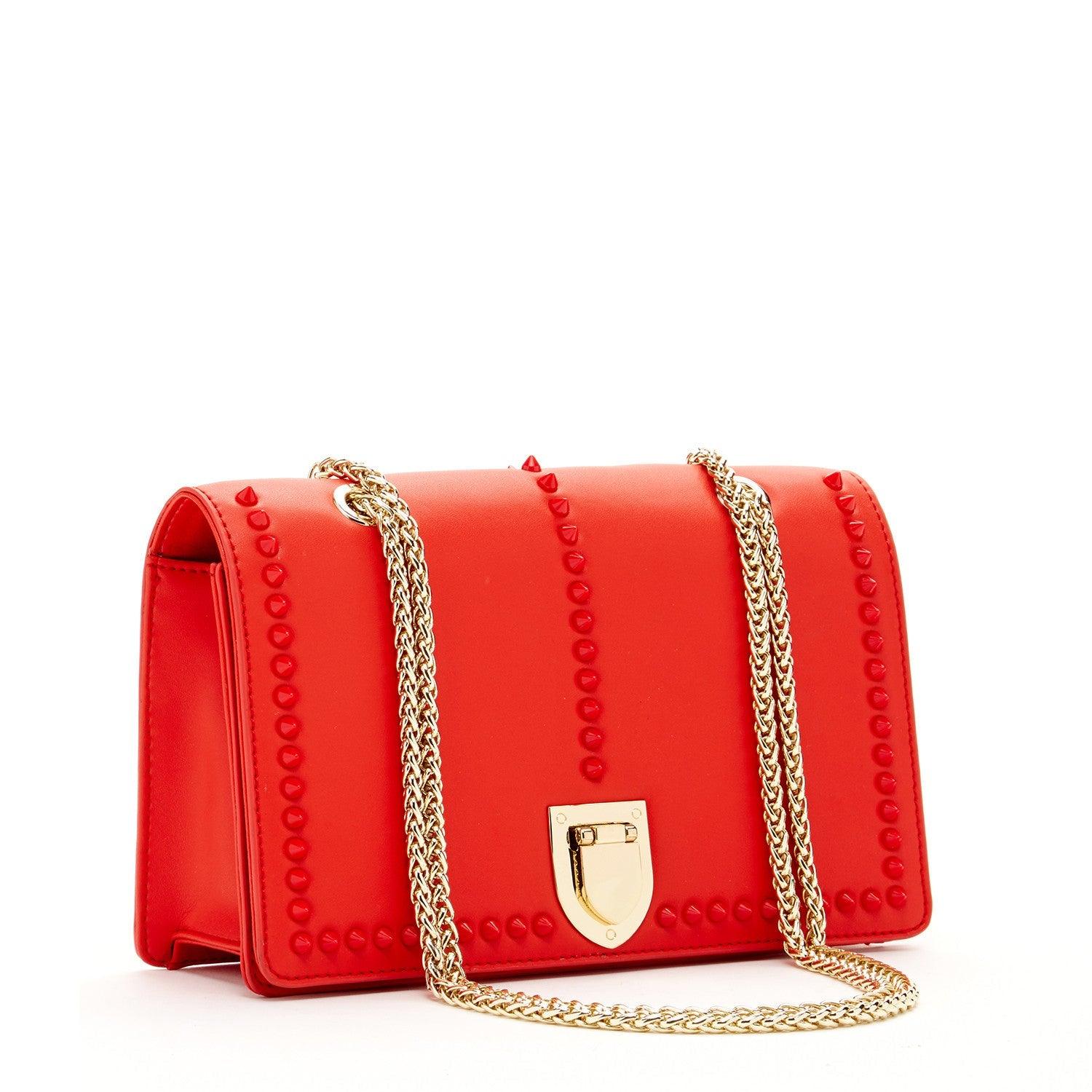 Josie Red Leather Purse with Chain - Raee-Industries