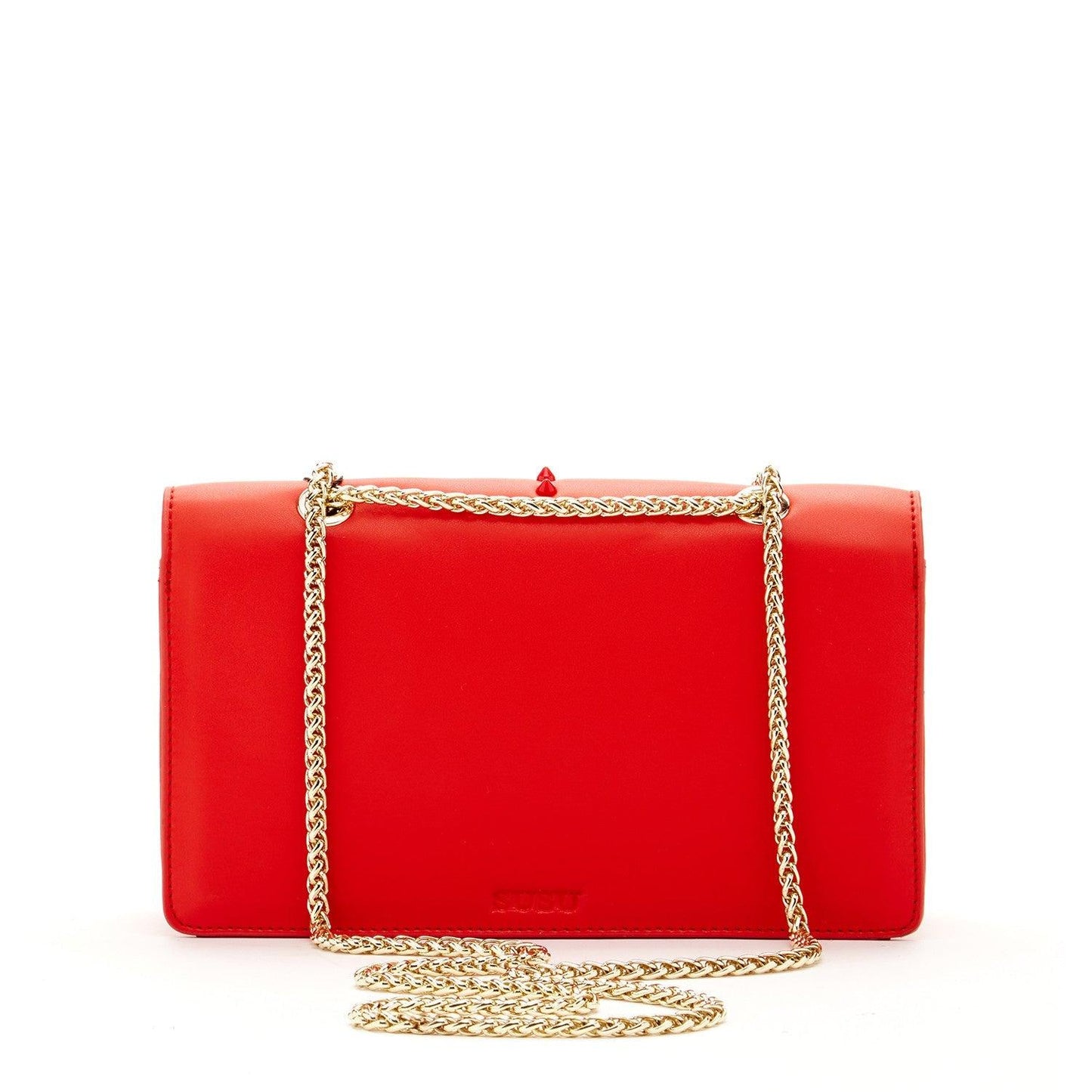 Josie Red Leather Purse with Chain - Raee-Industries