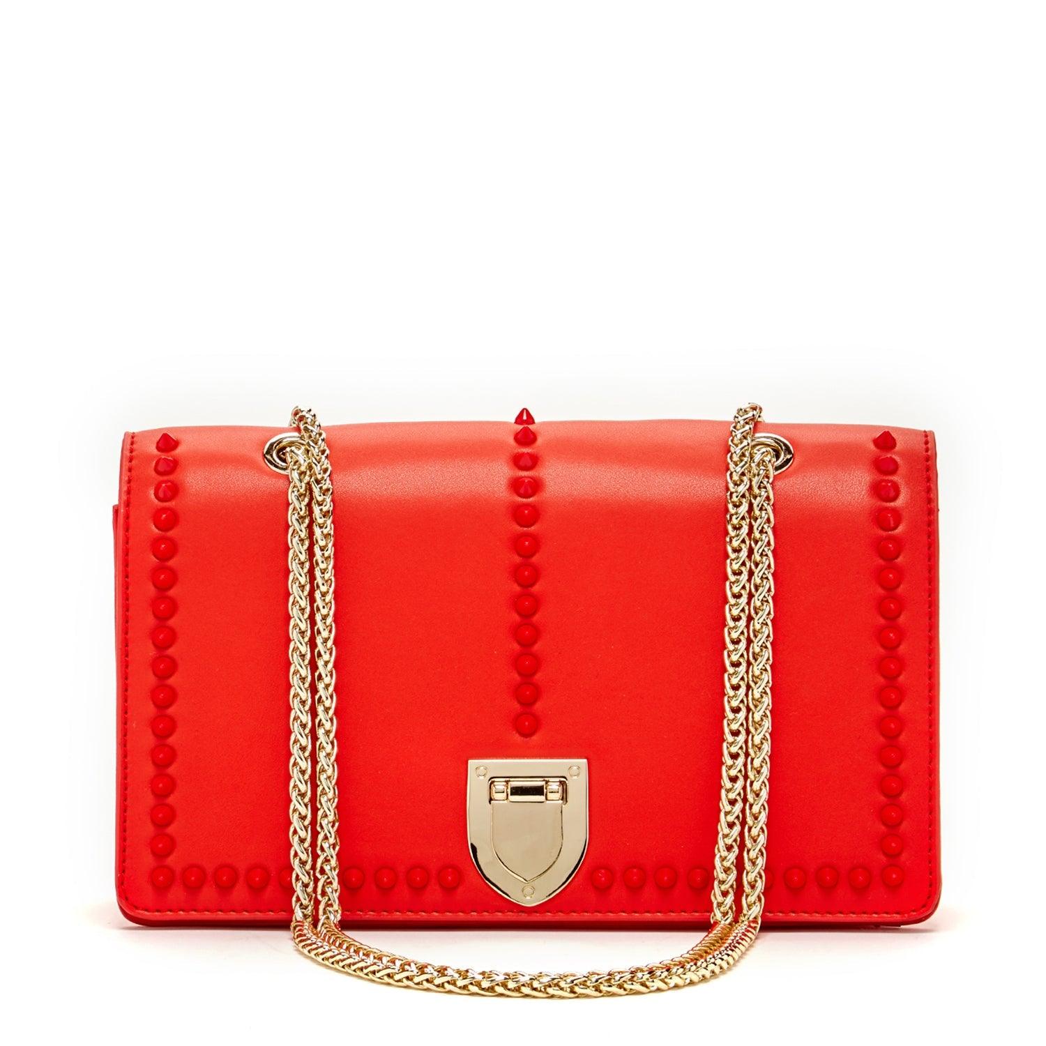 Josie Red Leather Purse with Chain - Raee-Industries