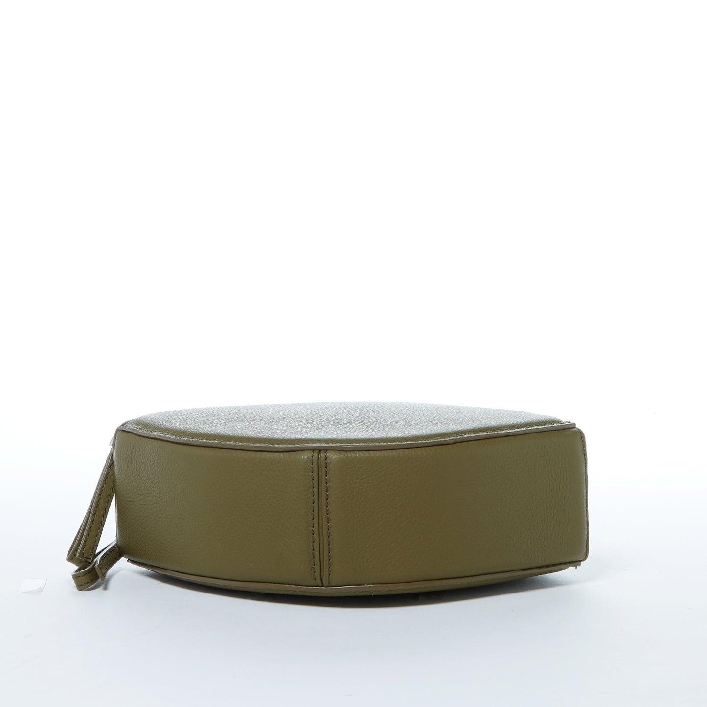 Kiss Circle Shape Leather Crossbody Bag Olive Green - Raee-Industries