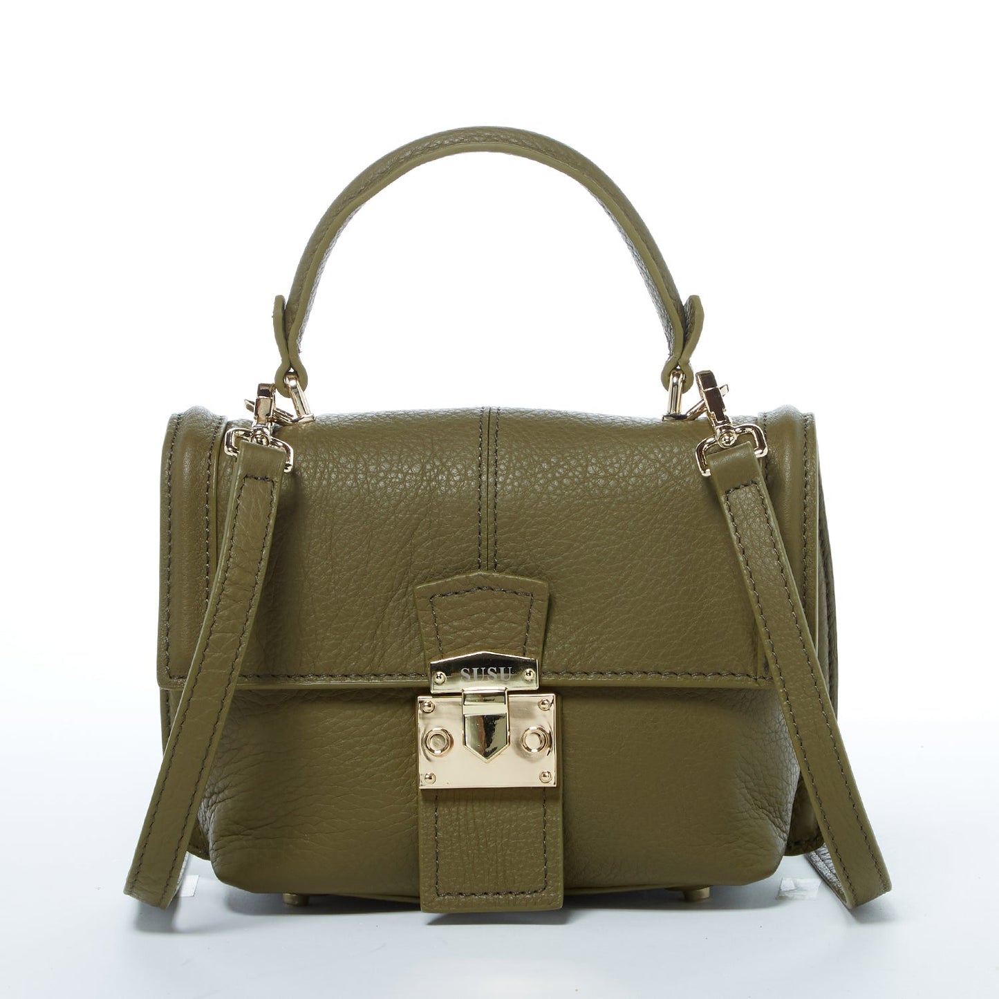 Linda Leather Convertible Backpack Purse Olive Green