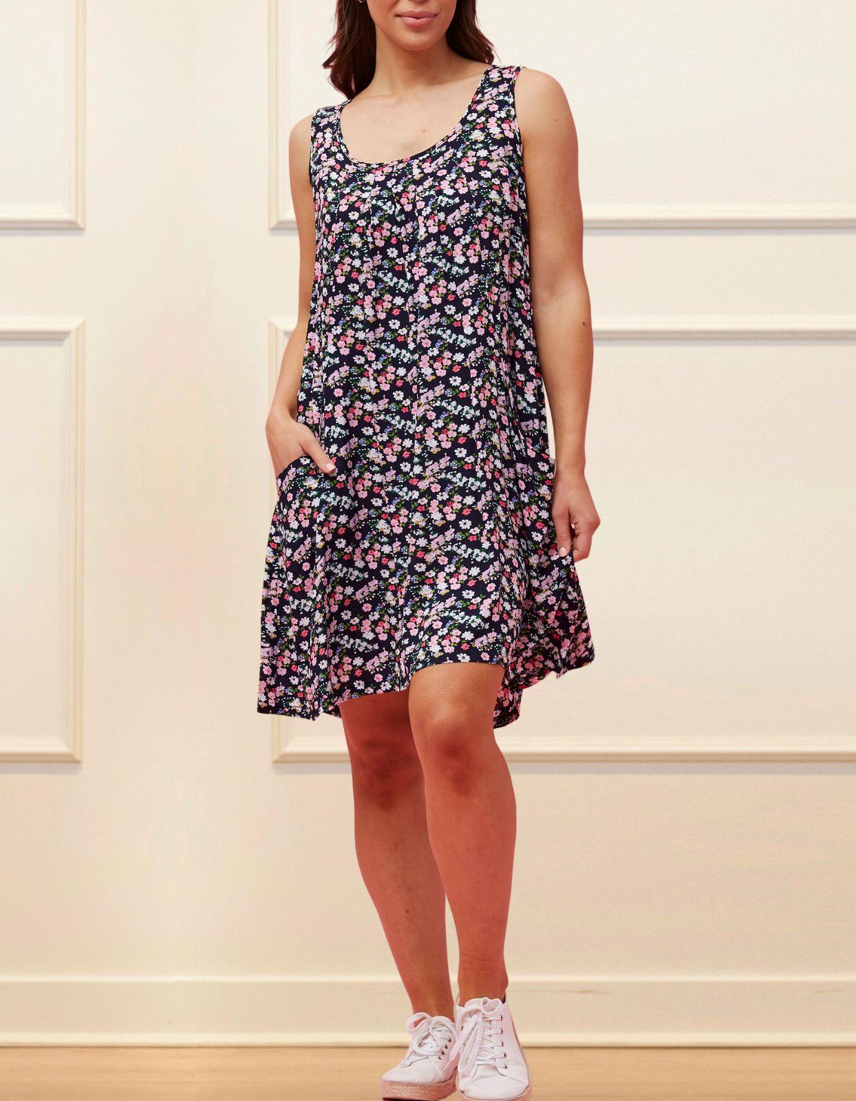 Louise Short Dress Ditsy Floral Print A-Line - Raee-Industries