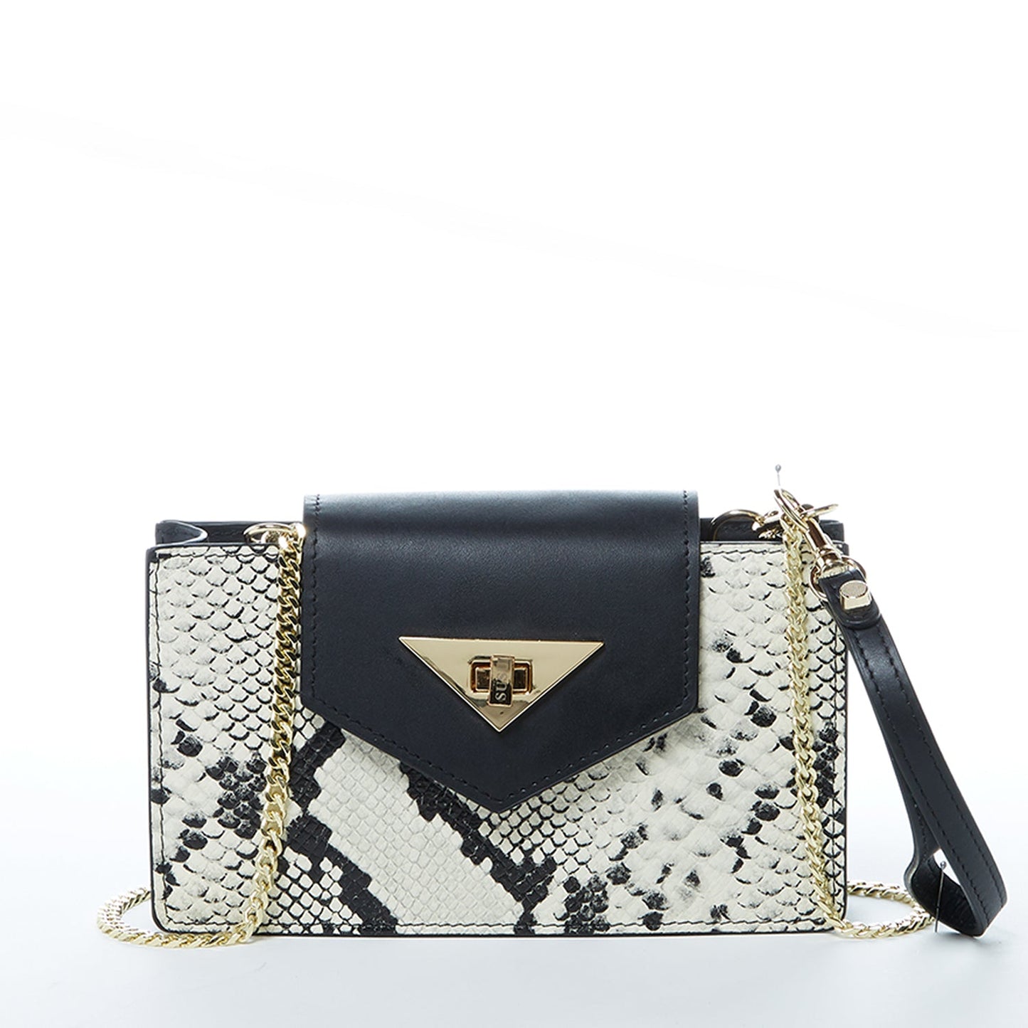 Mary Small Crossbody Leather Purse Black Snakeskin Pattern