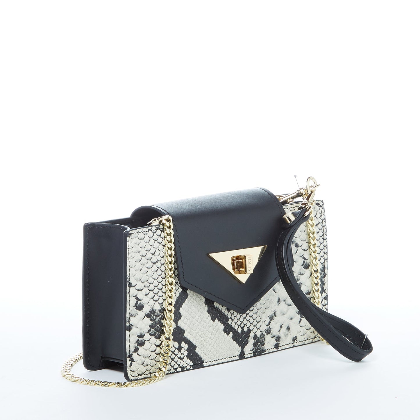 Mary Small Crossbody Leather Purse Black Snakeskin Pattern