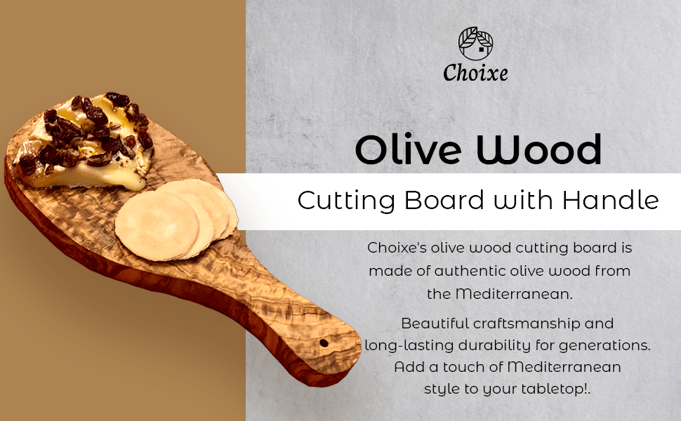 Original Olive Wood Cutting Board with Handle - Raee-Industries