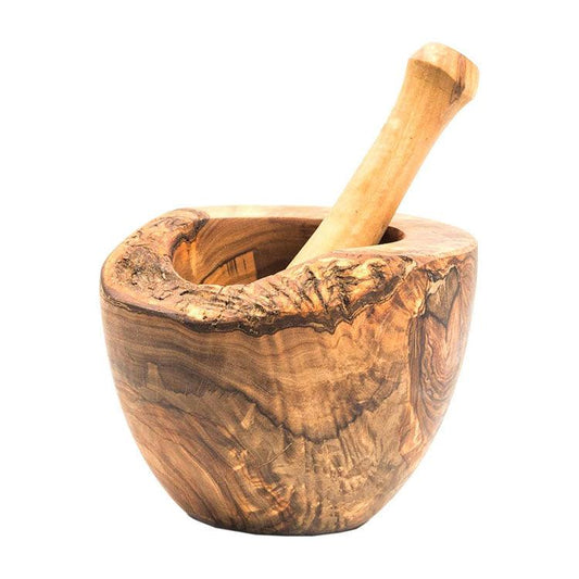 Olive Wood Rustic Mortar and Pestle - Raee-Industries