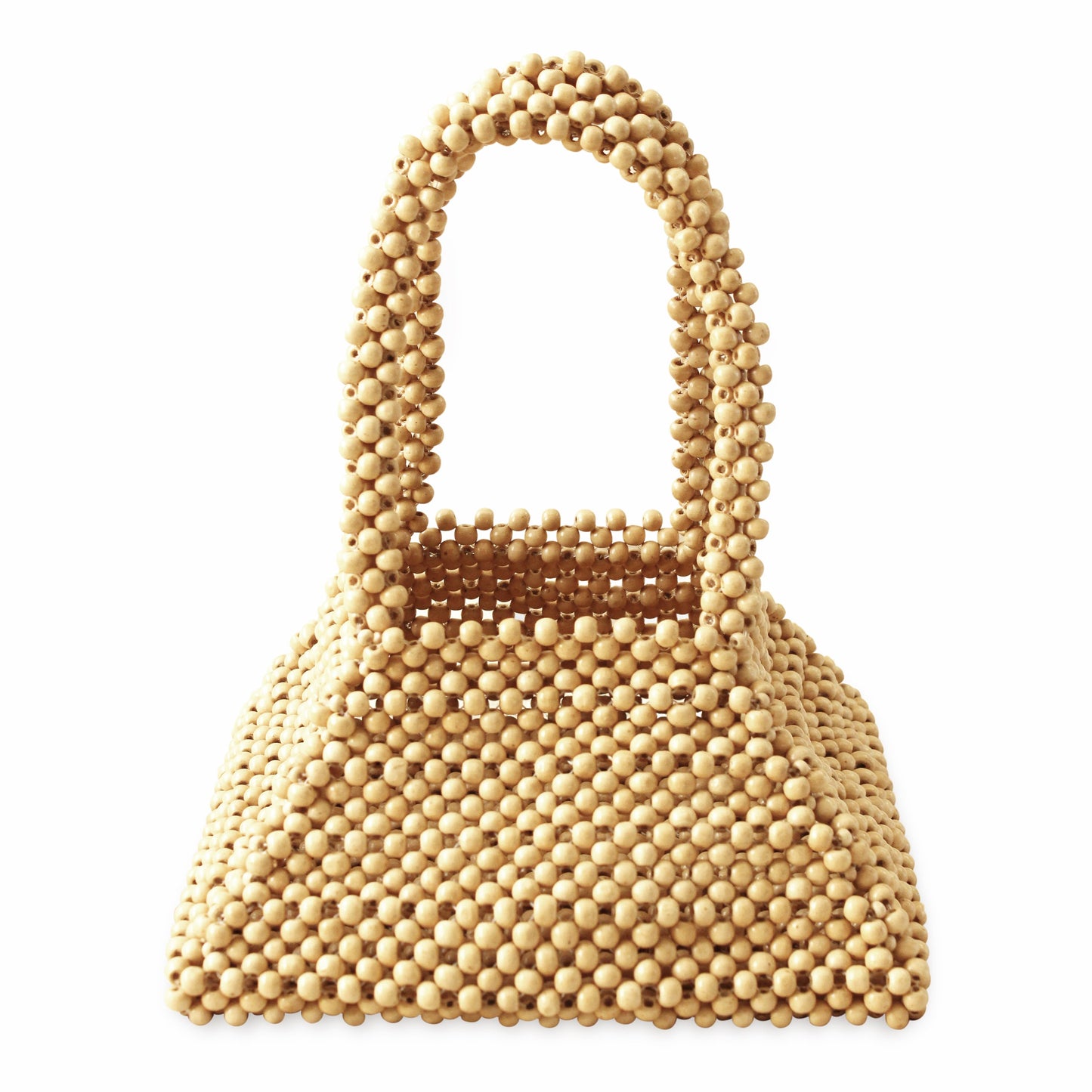 Pyramid Beaded Tote Bag in Nude Beige