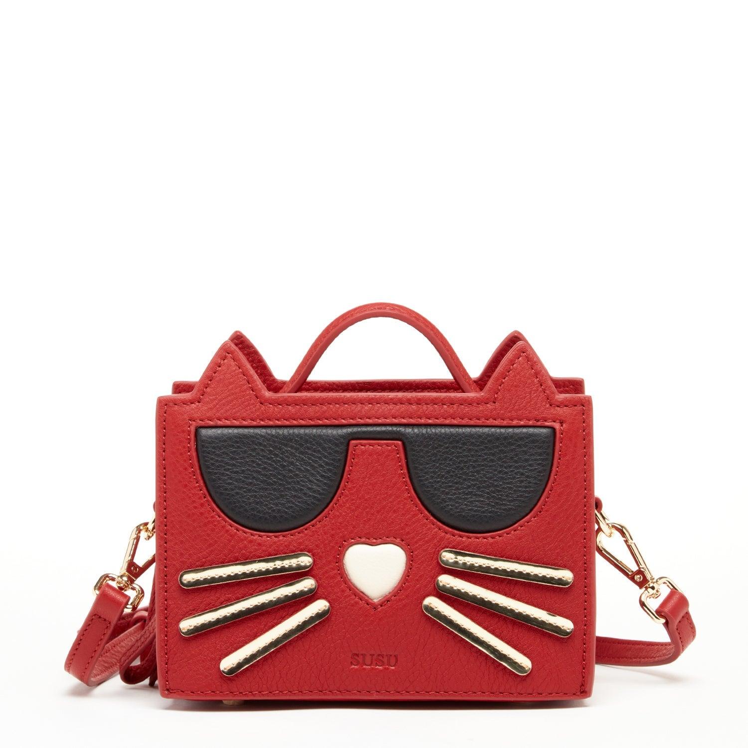 Leather Cat Bag Red Crossbody – Raee-Industries