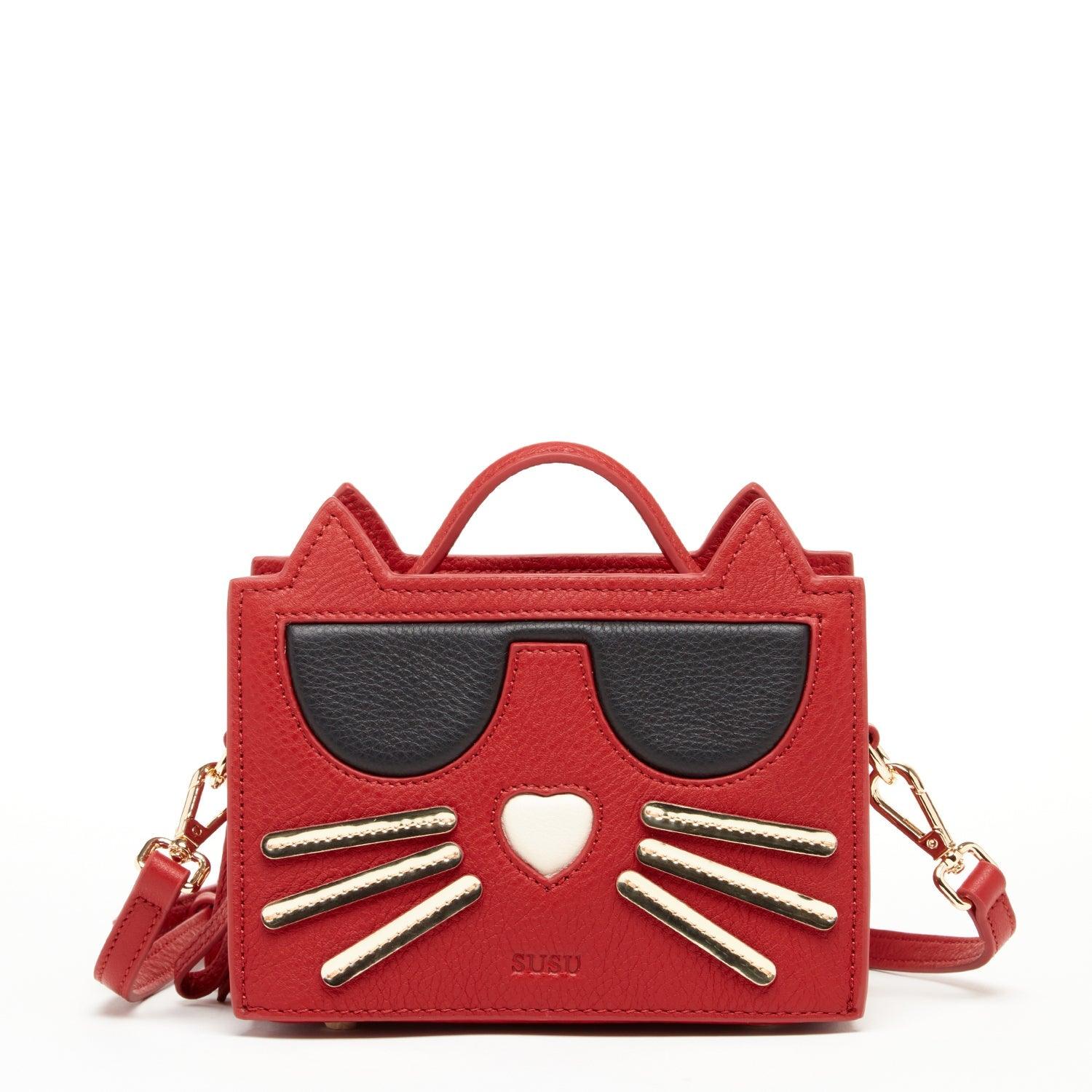 Leather Cat Bag Red Crossbody - Raee-Industries