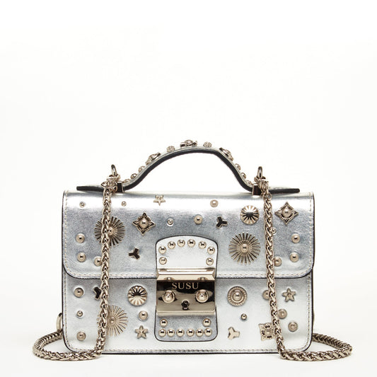 The Hollywood Leather Crossbody Bag Silver