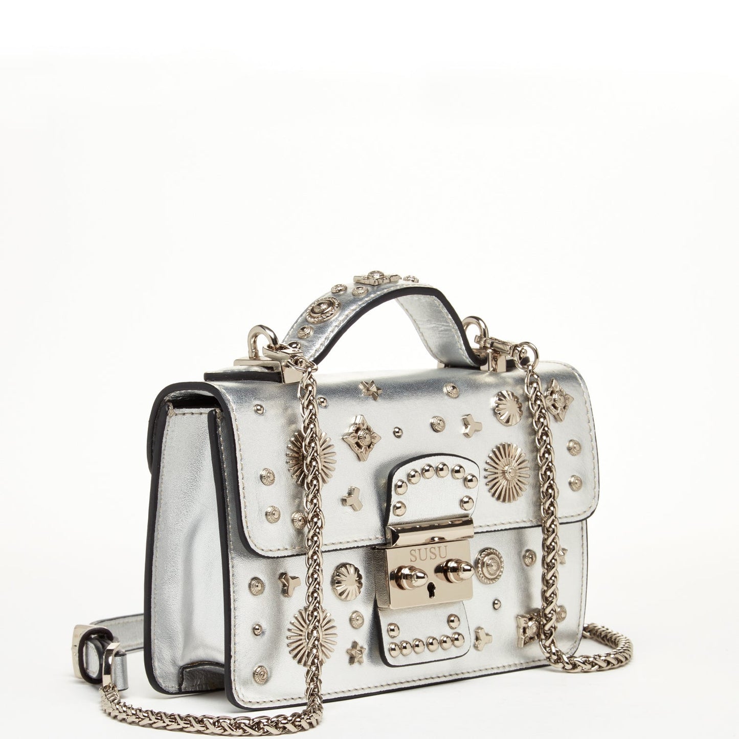 The Hollywood Leather Crossbody Bag Silver