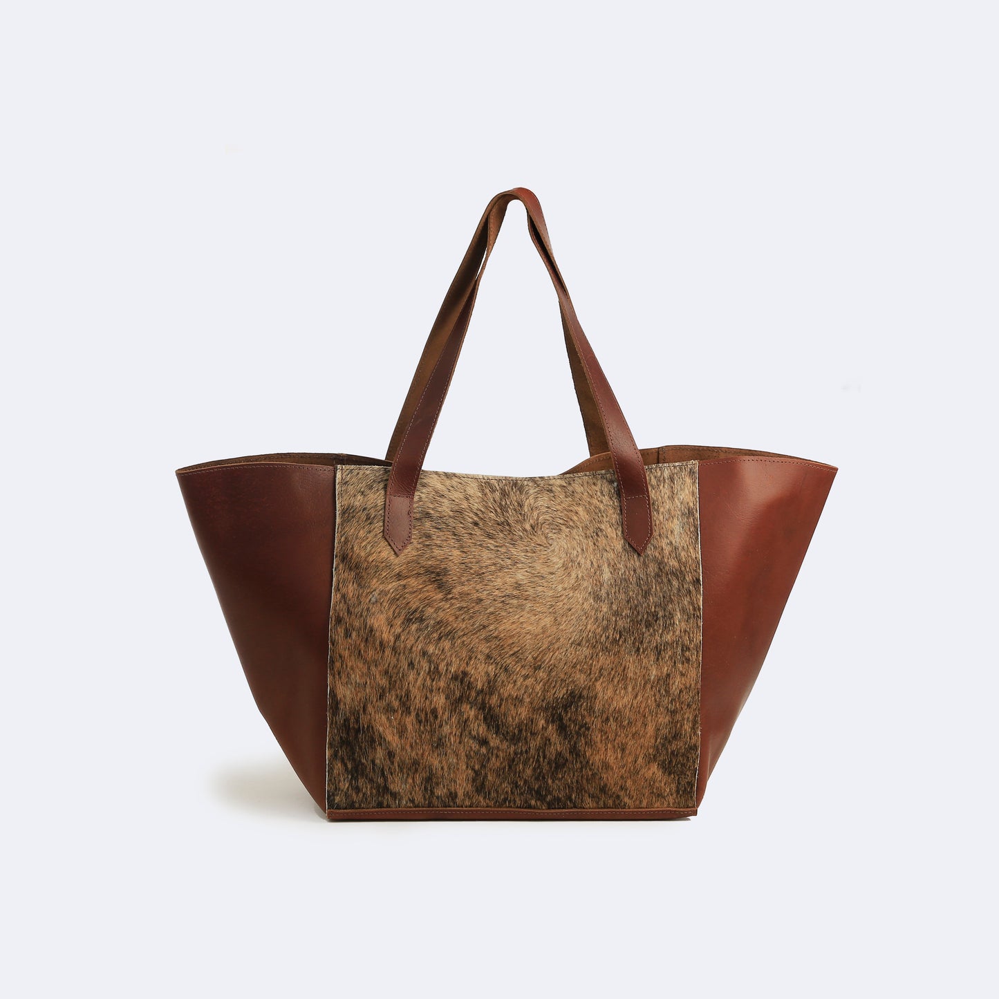 Cowhide Two-Tone Tote in Brindle